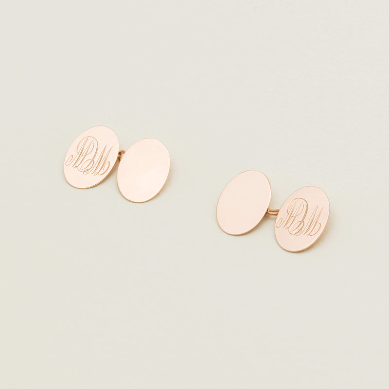Vintage 9ct Rose Gold Engraved Cufflinks - Cufflinks - Walker & Hall