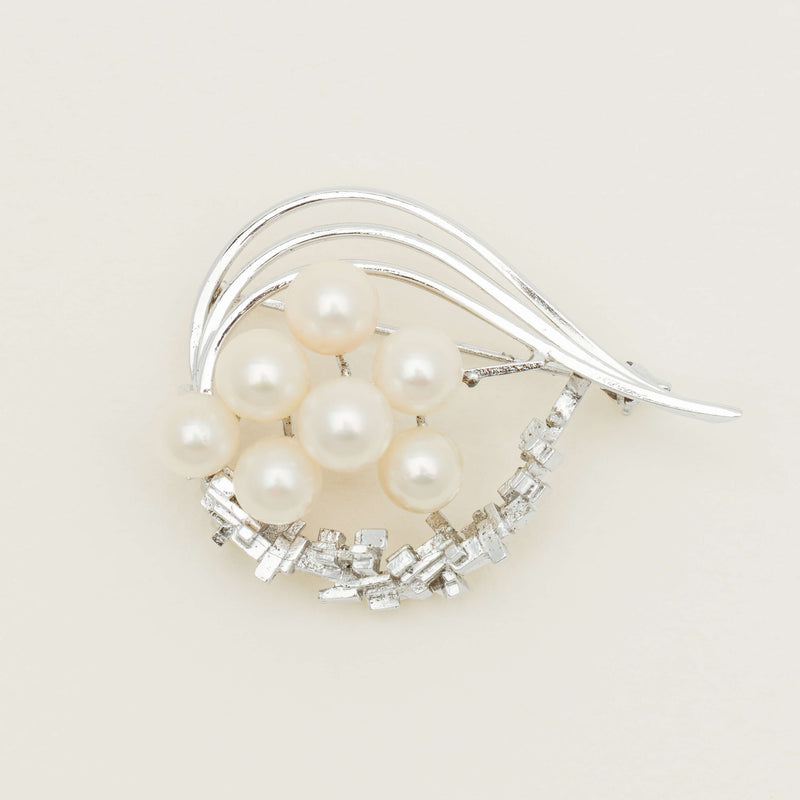 Deja Vu Sterling Silver Cultured Pearl Brooch - Brooch - Walker & Hall