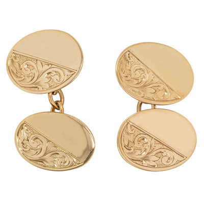 Deja Vu 9ct Rose Gold Floral Engraved Cufflinks - Cufflinks - Walker & Hall