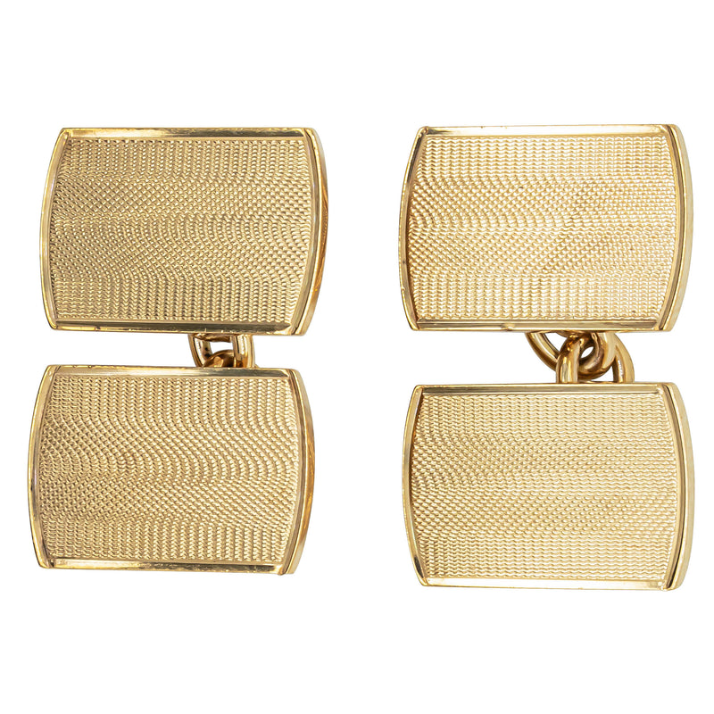 Vintage 9ct Yellow Gold Engine Turned Cufflinks - Cufflinks - Walker & Hall