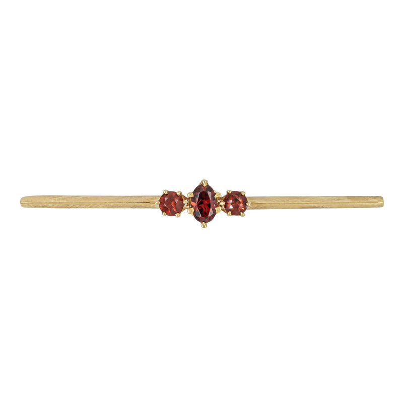 Deja Vu 9ct Yellow Gold Garnet Set Bar Brooch - Brooch - Walker & Hall