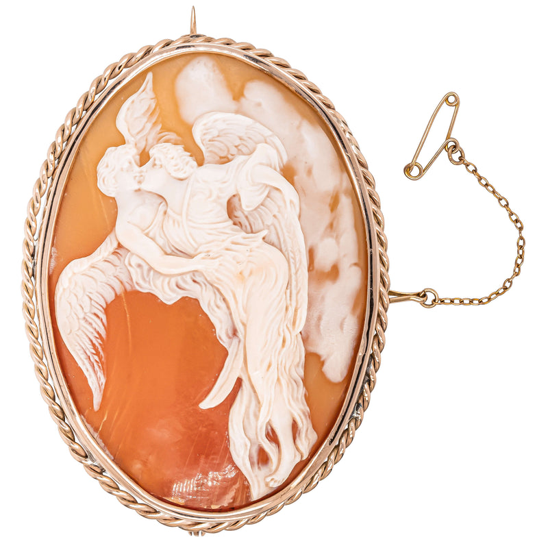 Vintage 9ct Rose Gold Angel Lovers Cameo Brooch - Brooch - Walker & Hall