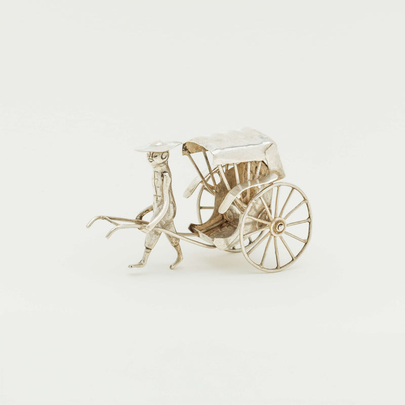 Deja Vu 920 Silver Miniature Asian Rickshaw with Puller