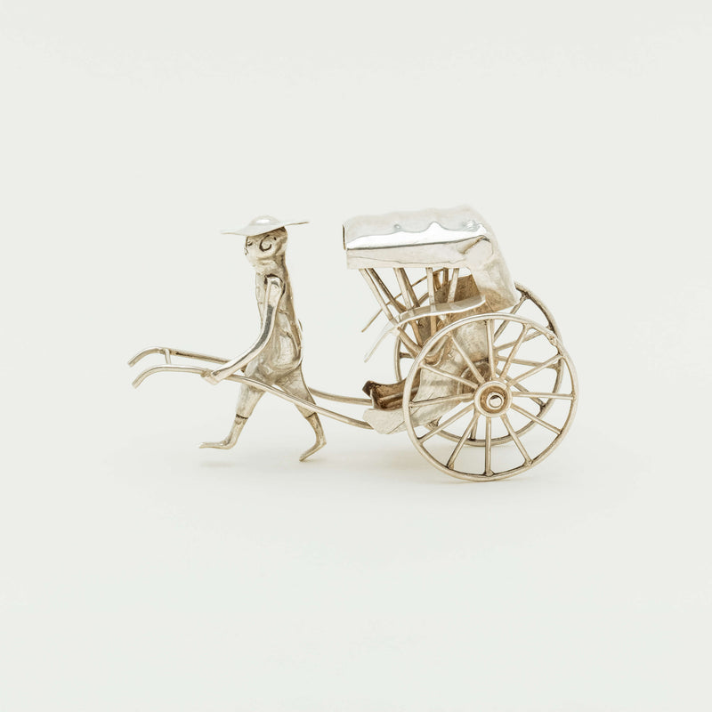 Deja Vu 920 Silver Miniature Asian Rickshaw with Puller