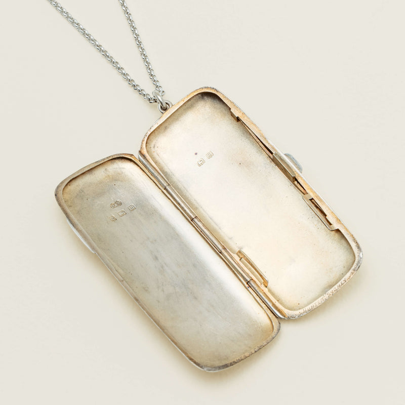 Vintage Sterling Silver Cigarette Case With Belcher Chain - Vesta Case - Walker & Hall