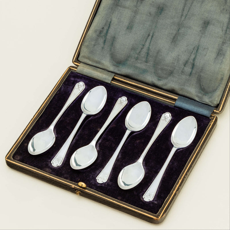 Sterling Silver Golf Motif Teaspoon Set - Sheffield 1933 - Silverware - Walker & Hall