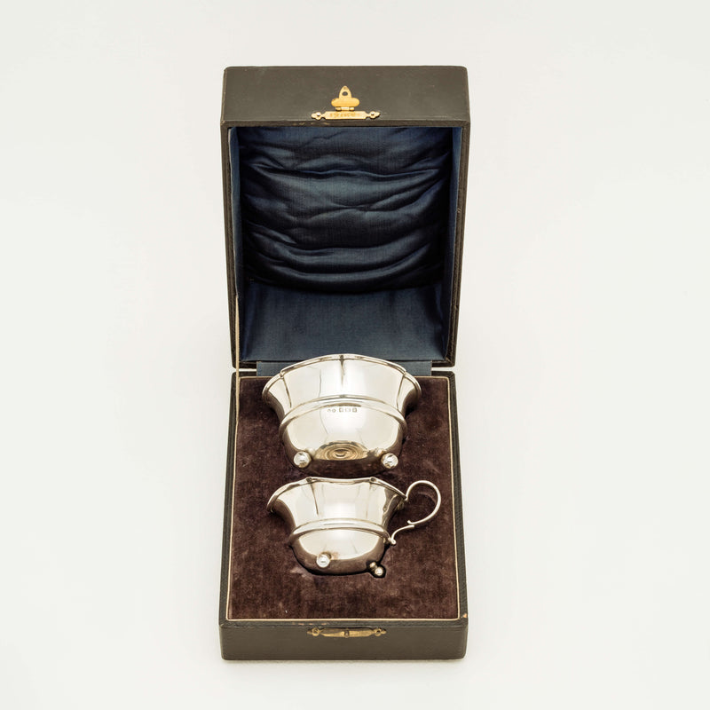 Deja Vu Sterling Silver Sugar & Creamer - Birmingham 1914 - Silverware - Walker & Hall