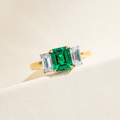 18ct Yellow Gold 1.39ct Emerald & Diamond Odyssey Ring - Ring - Walker & Hall