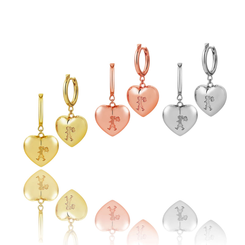 Karen Walker Runaway Heart Earrings - 9ct Yellow Gold-Earrings-Walker & Hall