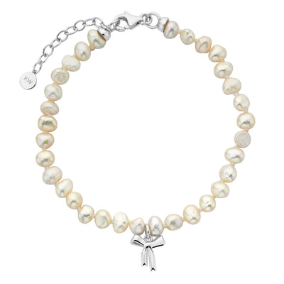 Karen Walker Petite Bow With Pearls Bracelet - Sterling Silver-Bracelet-Walker & Hall