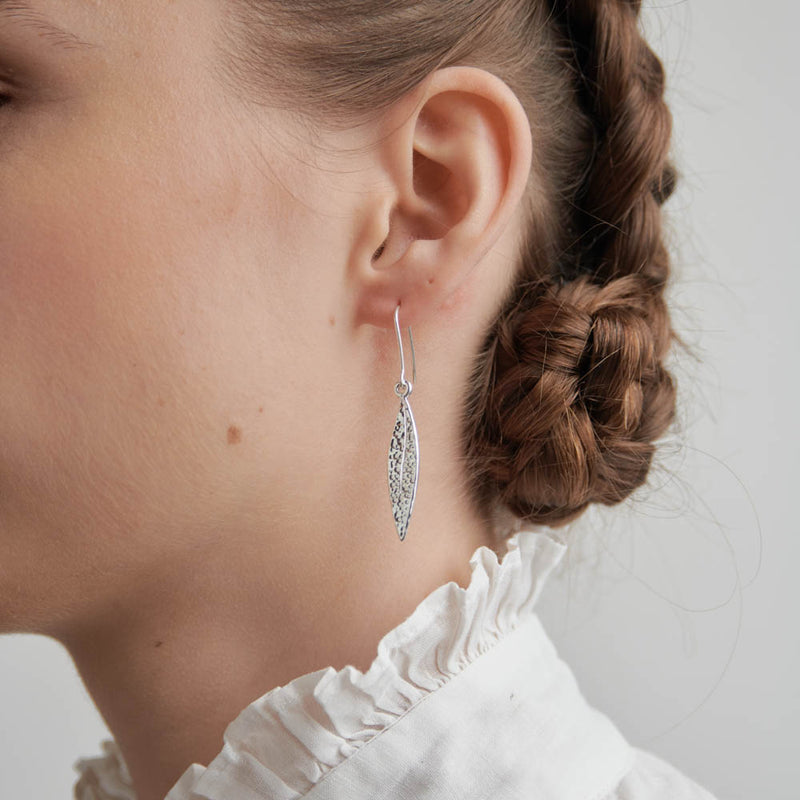 Karen Walker Leaf Earrings - Sterling Silver-Earrings-Walker & Hall