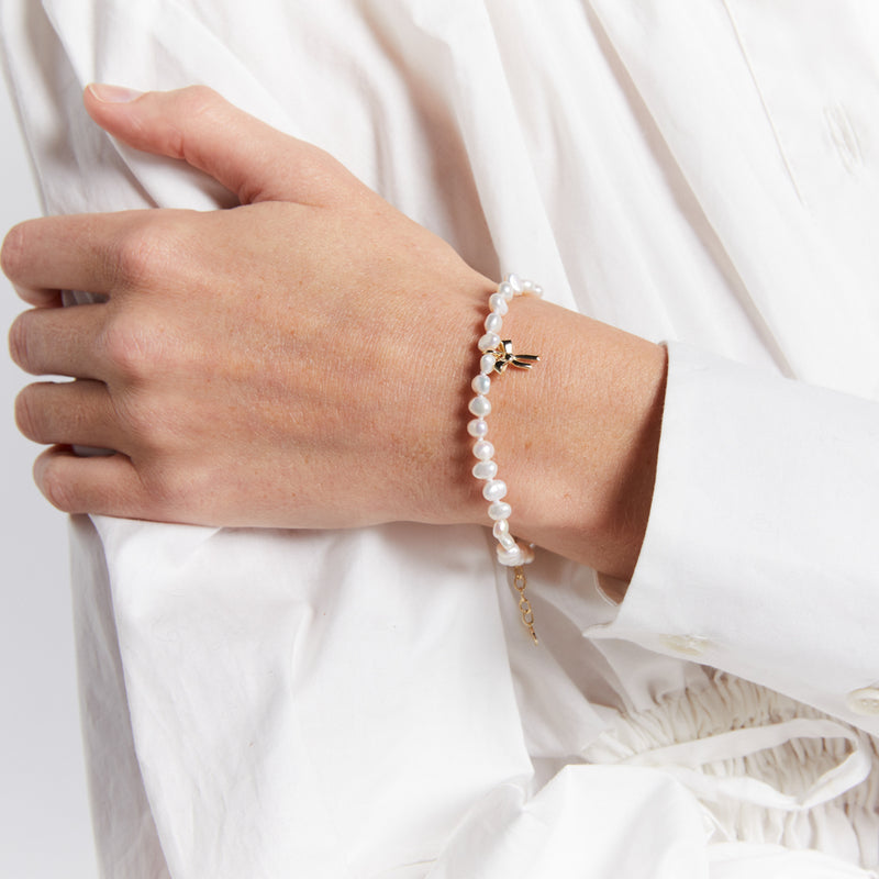 Karen Walker Petite Bow With Pearls Bracelet - Sterling Silver-Bracelet-Walker & Hall