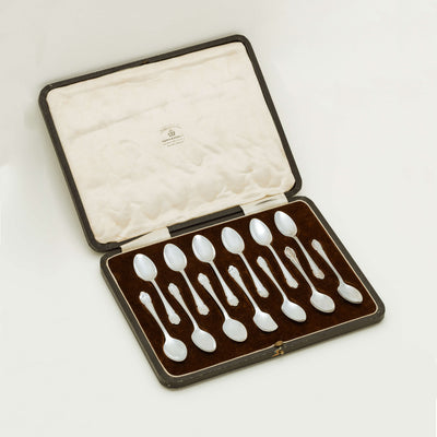 Sterling Silver Coffee Spoon Set of Thirteen - Sheffield 1926 - Silverware - Walker & Hall