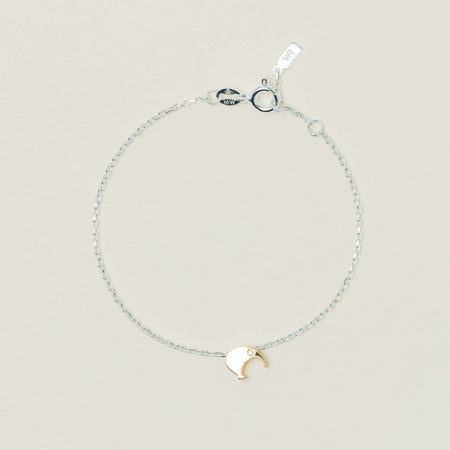 Sterling Silver Noted Bracelet + Gold Kiwi (Charm + Chain) - Bracelet - Walker & Hall
