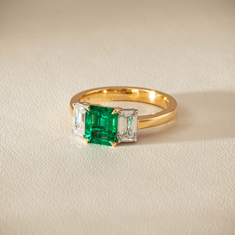 18ct Yellow Gold 1.39ct Emerald & Diamond Odyssey Ring - Ring - Walker & Hall