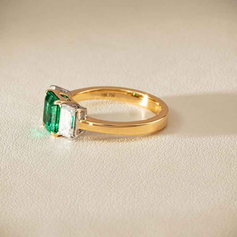 18ct Yellow Gold 1.39ct Emerald & Diamond Odyssey Ring - Ring - Walker & Hall