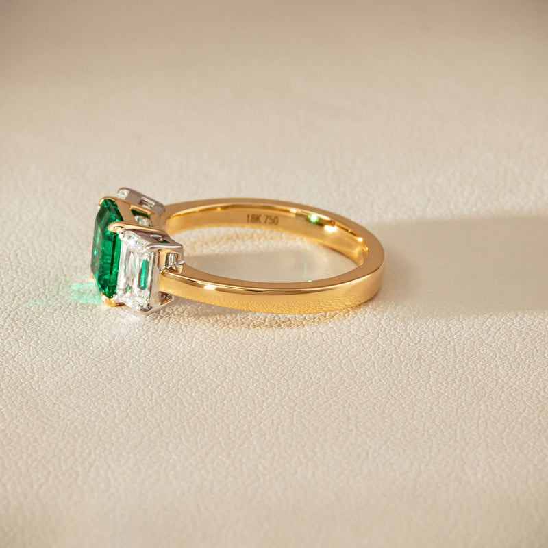 18ct Yellow Gold 1.39ct Emerald & Diamond Odyssey Ring - Ring - Walker & Hall