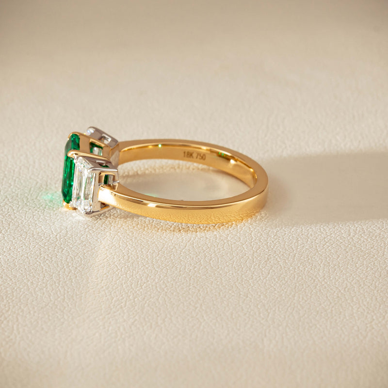 18ct Yellow Gold 1.39ct Emerald & Diamond Odyssey Ring - Ring - Walker & Hall
