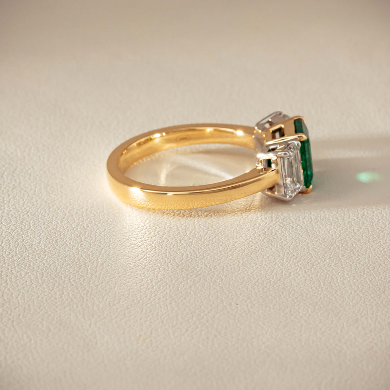 18ct Yellow Gold 1.39ct Emerald & Diamond Odyssey Ring - Ring - Walker & Hall