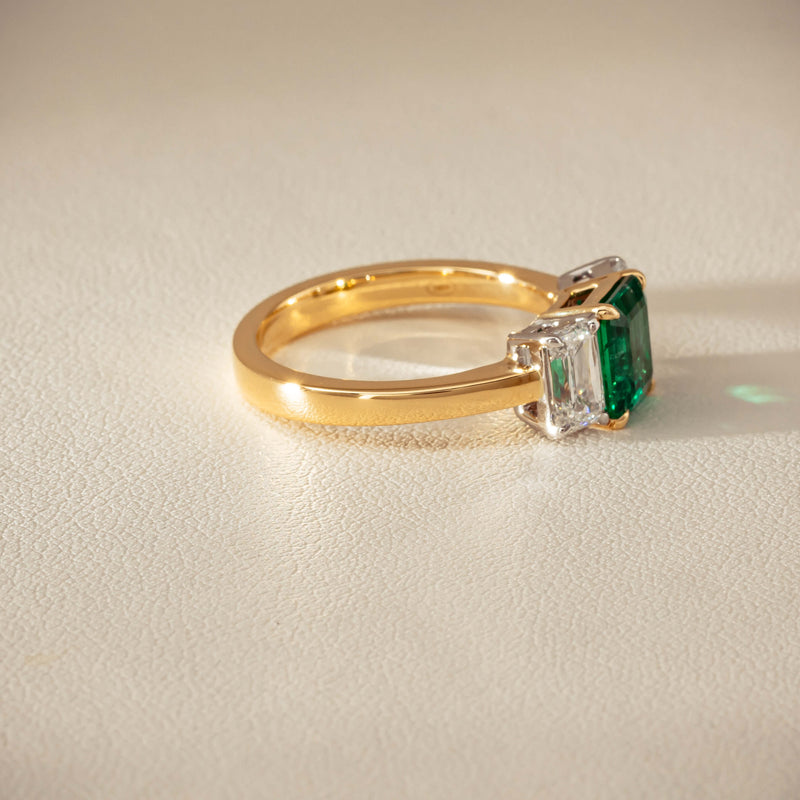 18ct Yellow Gold 1.39ct Emerald & Diamond Odyssey Ring - Ring - Walker & Hall
