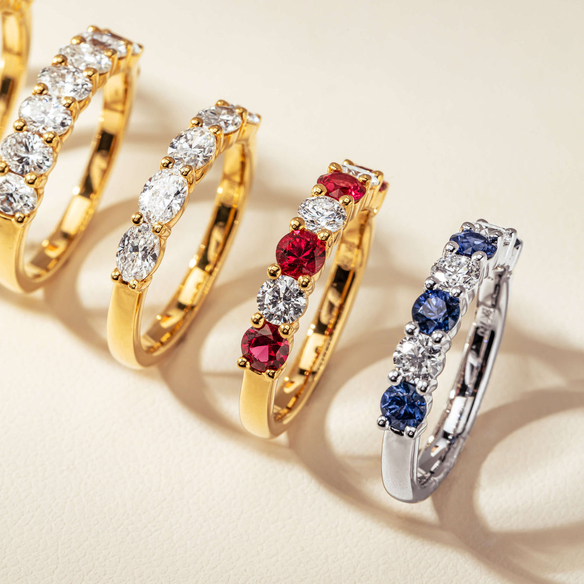 Natural diamond and gemstone Panorama Ring
