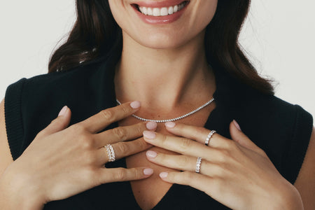 Model wearing Natural Diamond Panorama Rings