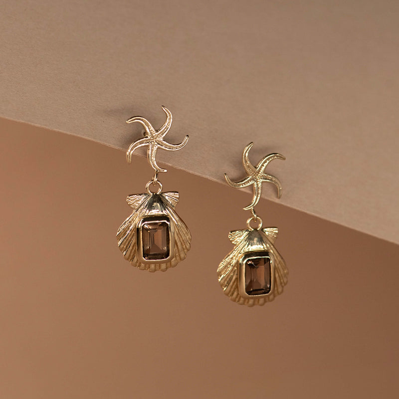 Zoe & Morgan Alara Earrings - Gold Vermeil & Smoky Quartz - Earrings - Walker & Hall