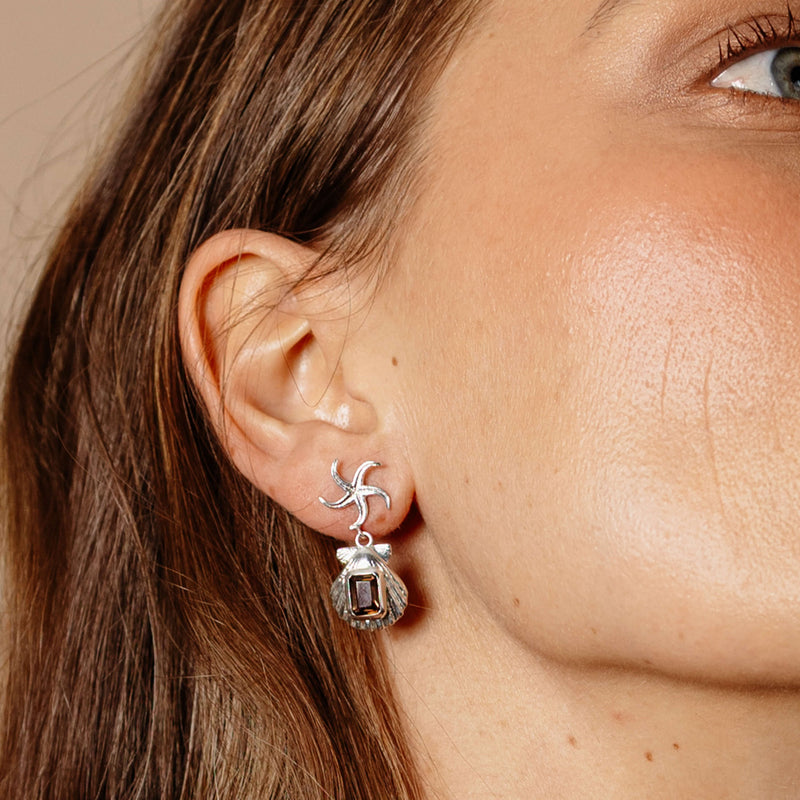 Zoe & Morgan Alara Earrings - Silver & Smoky Quartz - Earrings - Walker & Hall