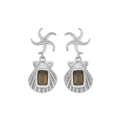 Zoe & Morgan Alara Earrings - Silver & Smoky Quartz - Earrings - Walker & Hall