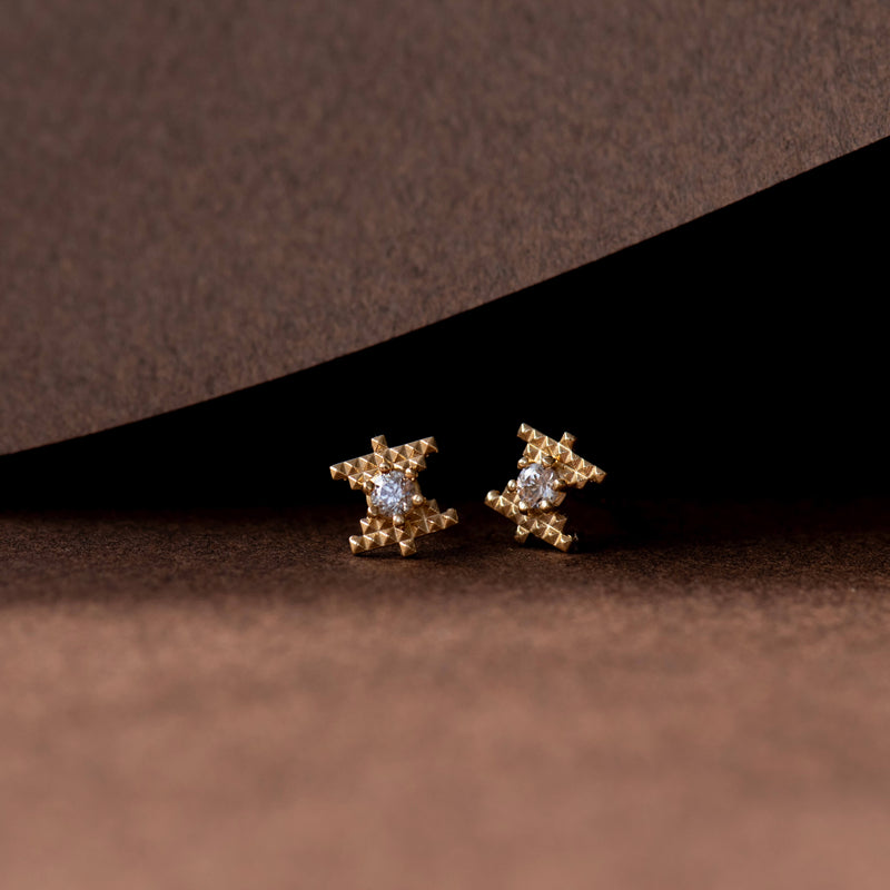Zoe & Morgan Inti Stud Earrings - Gold Vermeil & Peach Zircon-Earrings-Walker & Hall