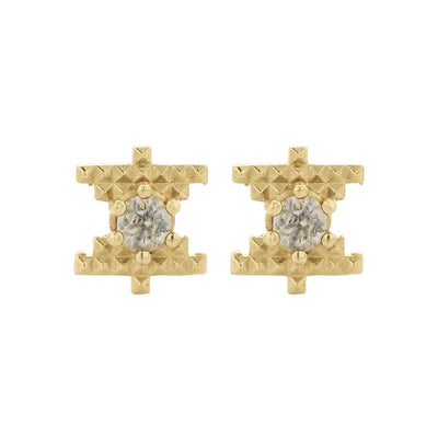 Zoe & Morgan Inti Stud Earrings - Gold Vermeil & Peach Zircon-Earrings-Walker & Hall