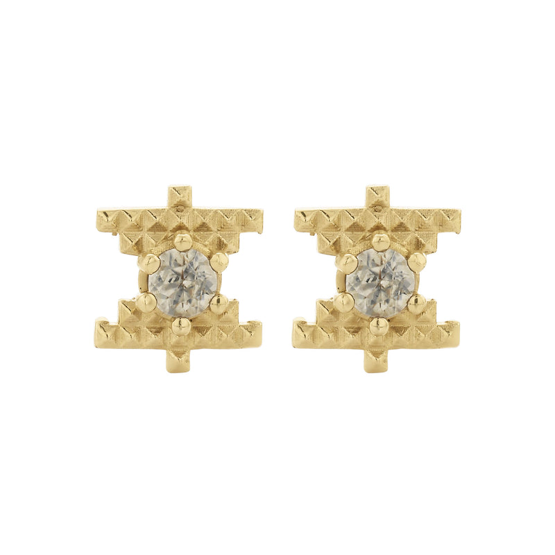 Zoe & Morgan Inti Stud Earrings - Gold Vermeil & Peach Zircon-Earrings-Walker & Hall