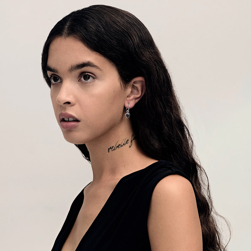 Stolen Girlfriends Club Love Anchor Earrings - Sterling Silver & Onyx - Earrings - Walker & Hall