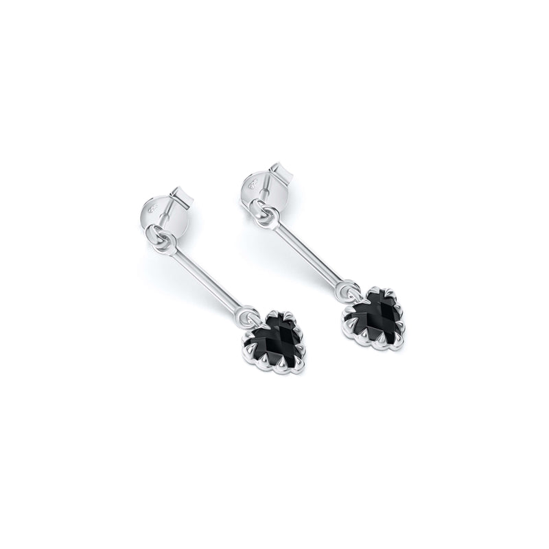 Stolen Girlfriends Club Love Claw Bar Earrings - Silver & Onyx - Earrings - Walker & Hall