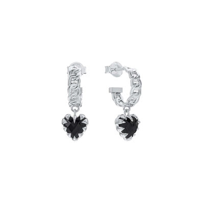 Stolen Girlfriends Club Love Claw Curb Hoops - Silver & Onyx - Earrings - Walker & Hall