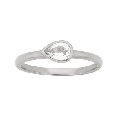 Zoe & Morgan Mon Petit Stacking Ring - Sterling Silver & Pear White Topaz - Ring - Walker & Hall