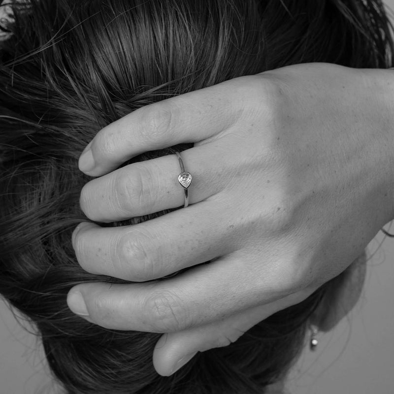 Zoe & Morgan Mon Petit Stacking Ring - Sterling Silver & Pear White Topaz - Ring - Walker & Hall