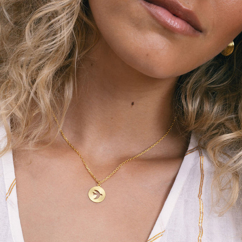 Zoe & Morgan Moonbird Necklace - Gold Vermeil-Necklace-Walker & Hall