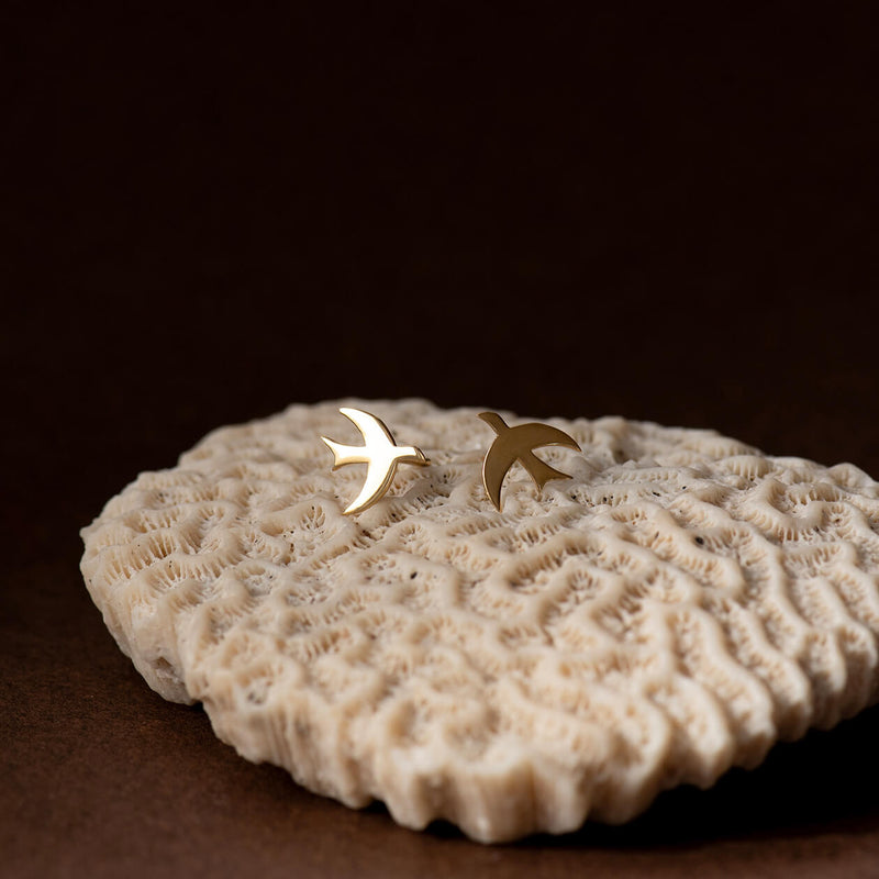 Zoe & Morgan Moonbird Stud Earrings - Gold Vermeil-Earrings-Walker & Hall