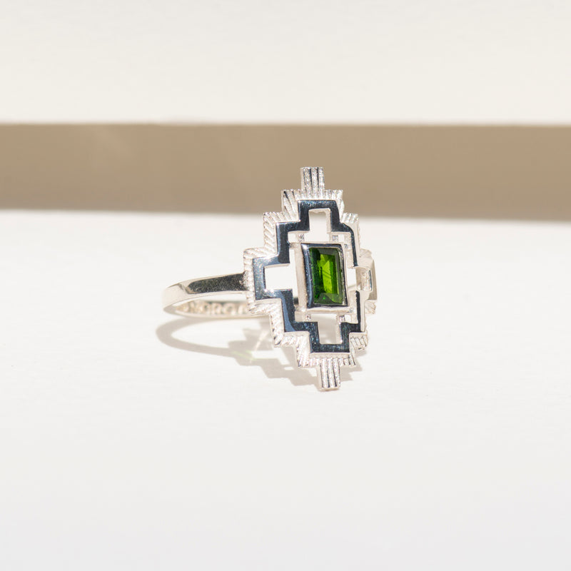 Zoe & Morgan Munay Ring - Sterling Silver & Chrome Diopside-Ring-Walker & Hall