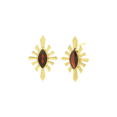 Zoe & Morgan Sister Studs - Gold Vermeil & Garnet - Earrings - Walker & Hall