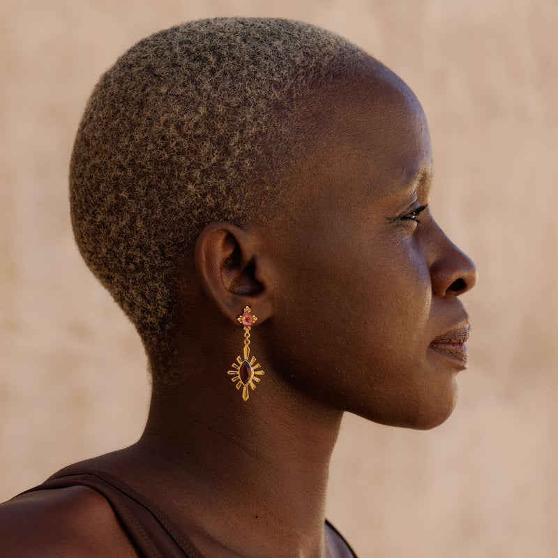 Zoe & Morgan Sisterhood Earrings - Gold Vermeil & Garnet - Earrings - Walker & Hall