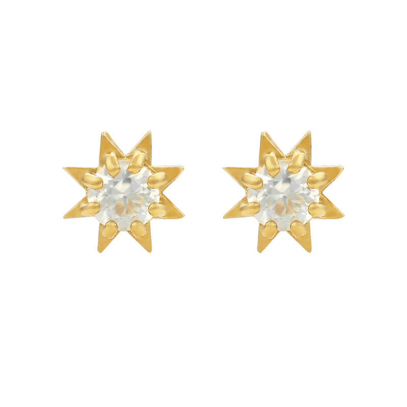 Zoe & Morgan Stella Earrings - Gold Vermeil & White Zircon-Earrings-Walker & Hall