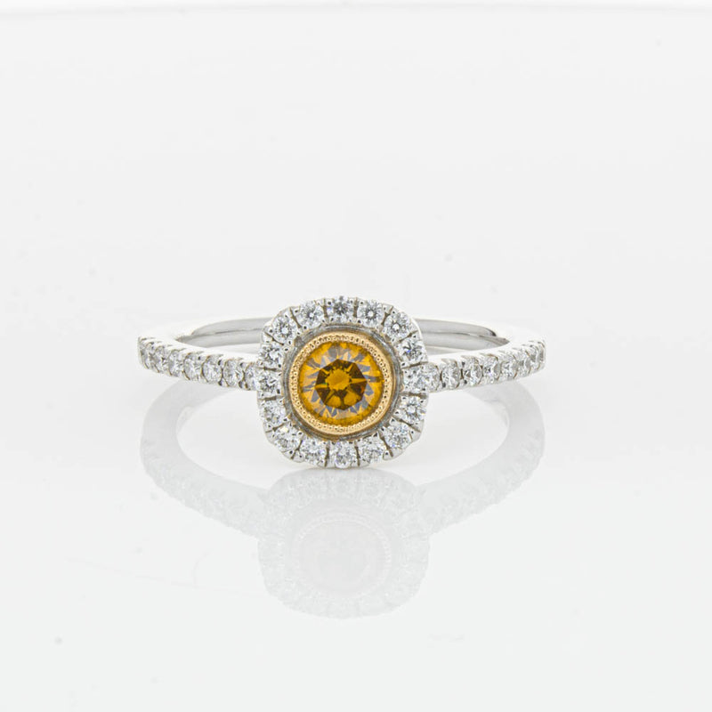 18ct White & Rose Gold Yellow Diamond Ring-Ring-Walker & Hall
