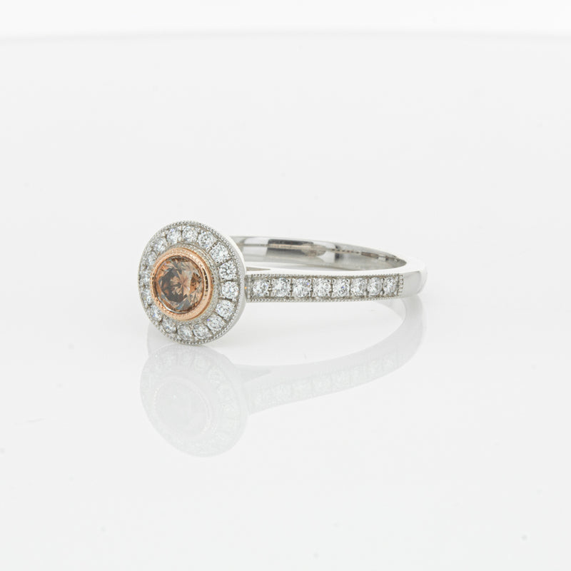 18ct White Gold .22ct Champagne Diamond Ring-Ring-Walker & Hall