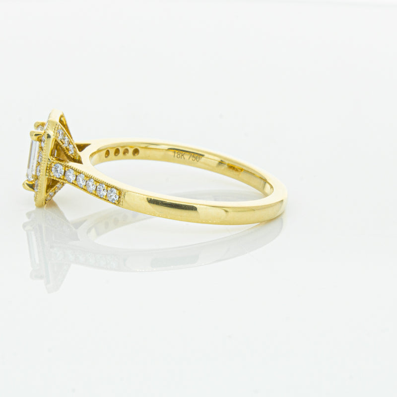 18ct Yellow Gold .50ct Emerald Cut Diamond Aria Ring-Ring-Walker & Hall