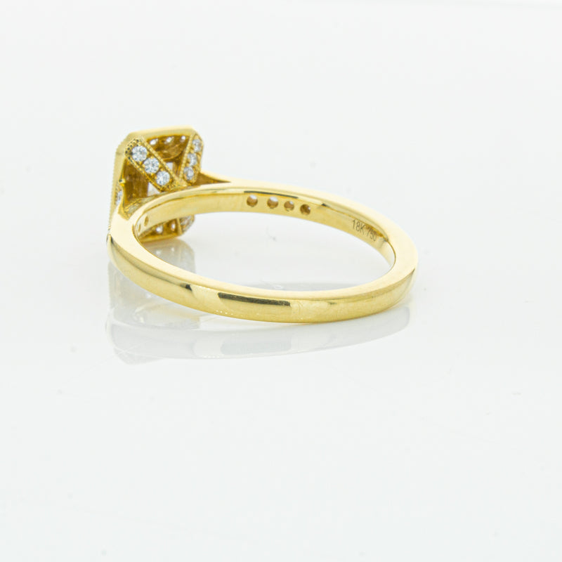 18ct Yellow Gold .50ct Emerald Cut Diamond Aria Ring-Ring-Walker & Hall