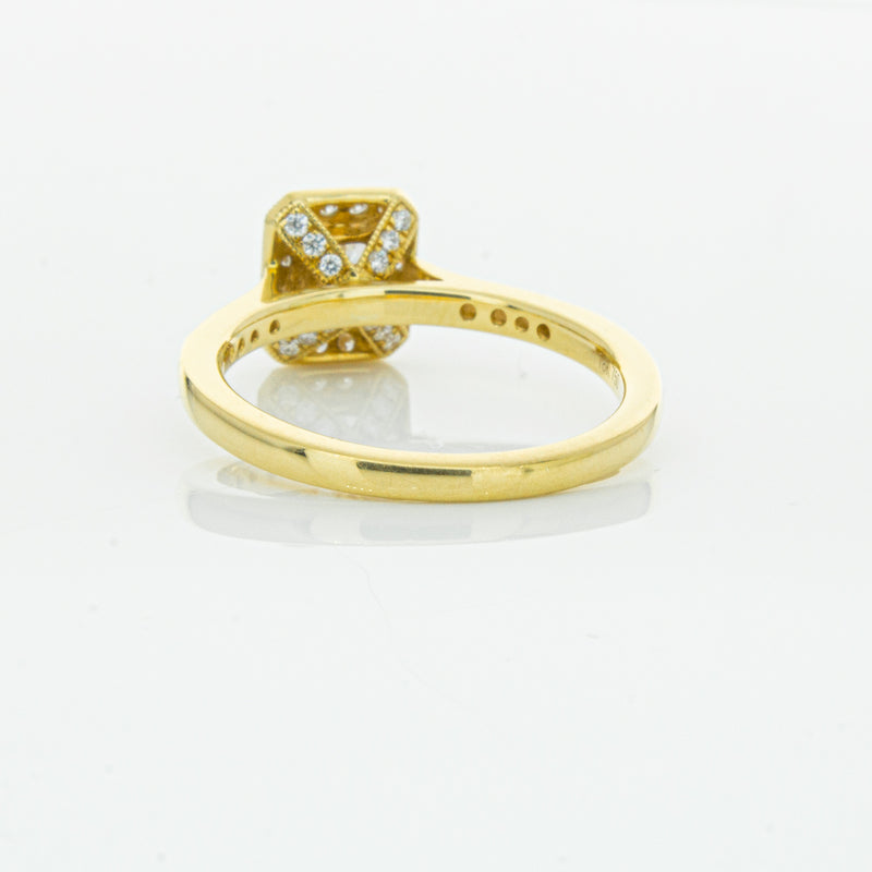 18ct Yellow Gold .50ct Emerald Cut Diamond Aria Ring-Ring-Walker & Hall