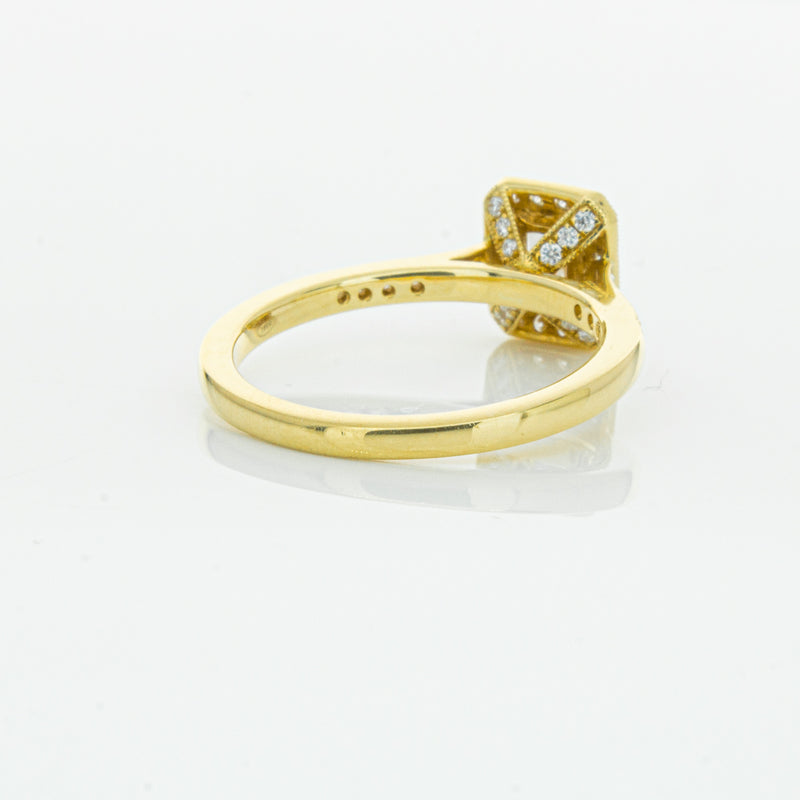 18ct Yellow Gold .50ct Emerald Cut Diamond Aria Ring-Ring-Walker & Hall