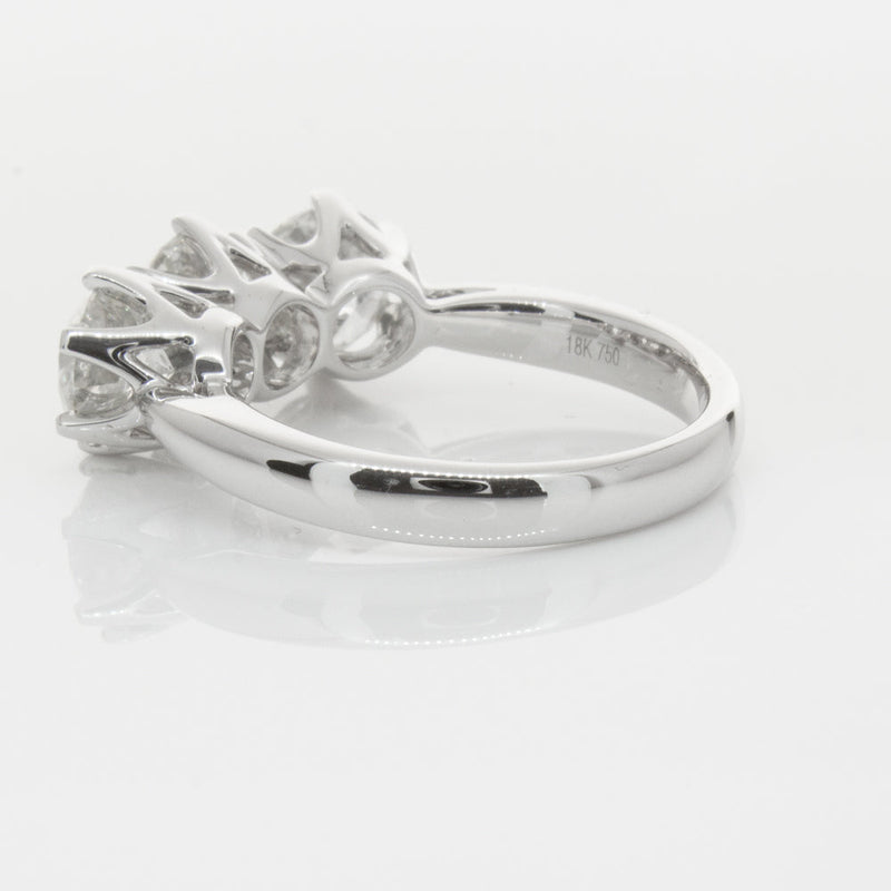 18ct White Gold 3.00ct Diamond Trilogy Ring-Ring-Walker & Hall